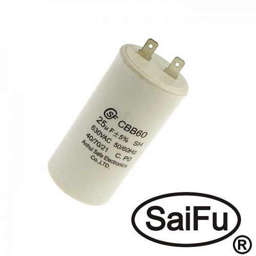 Пусковой конденсатор CBB60 25uF 630V (SAIFU) SAIFU