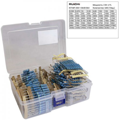 Постоянный резистор до 2 вт KIT-MF-200-1-0640-064 RUICHI
